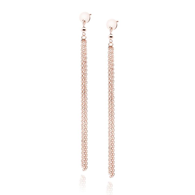 Cercei argint lungi cu lanturi si cerc placati cu aur roz DiAmanti Z1799ERG-DIA